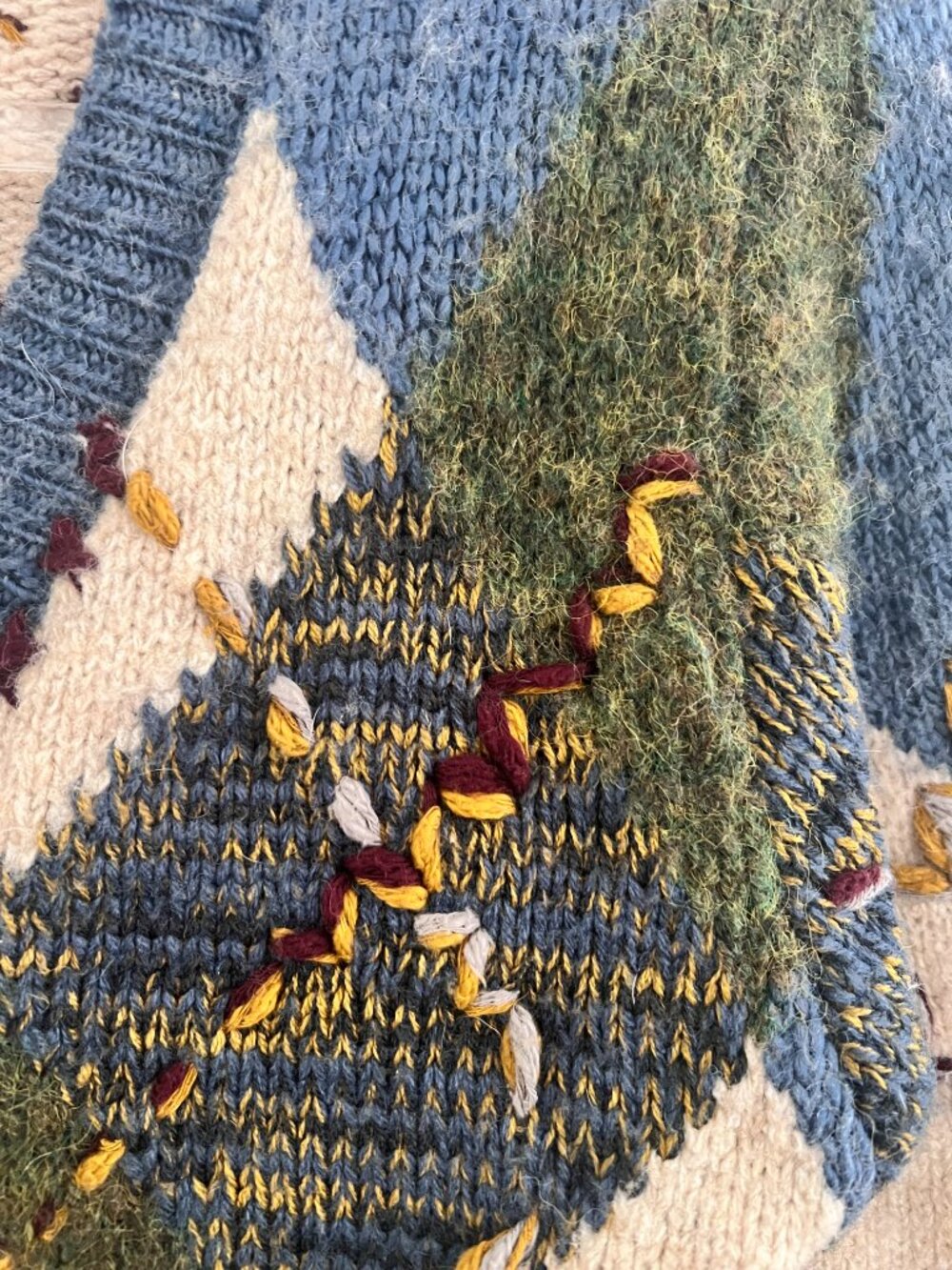 Zara Argyle Cardigan Blue/Green Size Small - Picture 4 of 6